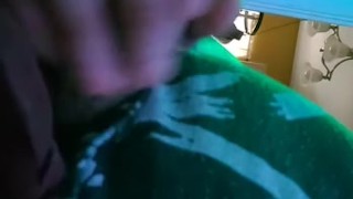 Chubby boy Jerks off dick at desk