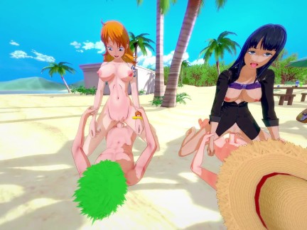 HOT FOURSOME WITH NAMI AND ROBIN - ONE PIECE PORN
