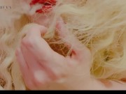 Blonde smoking and taking top off slowly  12/16