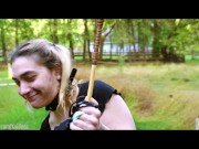 Spunk Covered 19 year old gets a caning on her ass on the seesaw 4/16