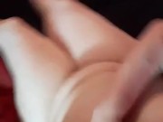 In bed fully nude, fingering myself then licking cum off fingers, I came too! 1/16