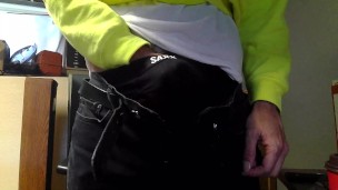 Construction worker shows off cock for me to suck on webcam