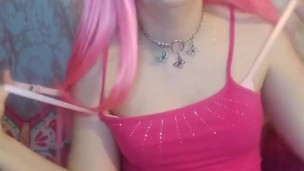 Drooly Ahegao egirl slut strip tease