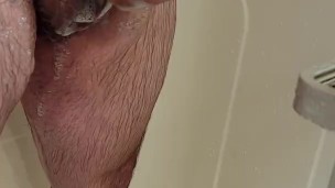 Jerking off in the shower with soap 