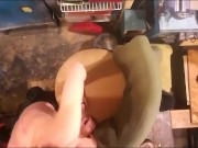 Workin his wood in the wood shop 7/16