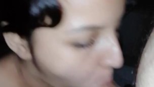 LATIN GIRLFRIEND SUCKING BOYFRIEND'S DICK DEEPTHROAT. NEXT TO MOM'S ROOM