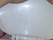 This slut loves to show me her big vagina while going to the bathroom