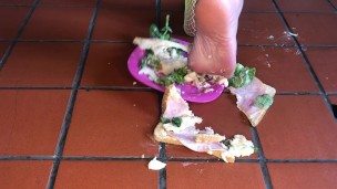 BITCH TRAMPLES MY LUNCH! Foot fetish sandwich stomp