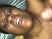 Sexy brown skin playing with her massager and squirts  16/16