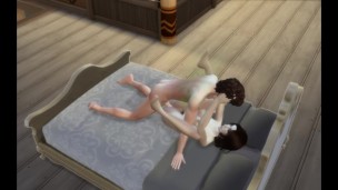 Sherlock Holmes fucks Sasha Grey on the Sims 4 bed
