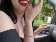 Smoking and flashing next to a main road ! 16/16