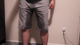 super desperate guy wets shorts