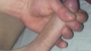 Teen plays with cock 