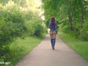 Sexy woman in the forest. Real nude in public video 10/16
