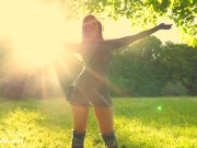 Sexy woman in the forest. Real nude in public video 11/16