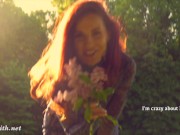 Sexy woman in the forest. Real nude in public video 12/16