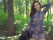 Sexy woman in the forest. Real nude in public video 4/16