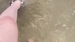 Having a dip in the sea with my Sandals on