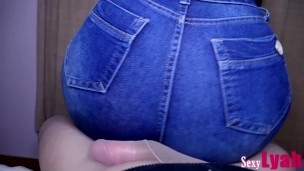 Hot Girl Lap Dance in Jeans on Guy in Pantyhose