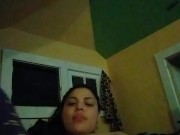 sexy milf latina pleasing herself wearing purple lingerie ;D