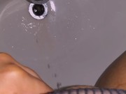 Naughty whore pissing in sink ASMR