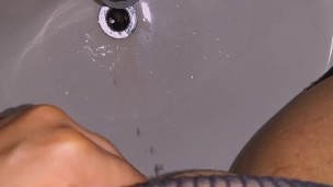 Naughty whore pissing in sink ASMR