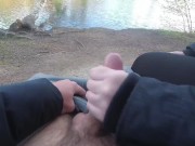 Risky Public Handjob with Cumshot at Lake 5/16