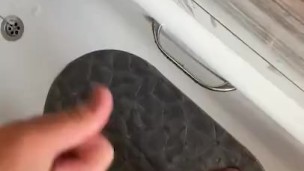 Wanking my hard cock in the shower with big cumshot
