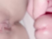 パイパンで甘酸っぱいおまんこでヌルヌル股コキ生挿入❤️【日本人素人HENTAIカップル個人撮影32】 2/16