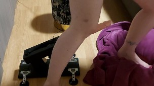 First time using fucking machine, replacement for sissy hubby