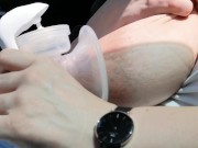 Pumping my big milk tits empty in the car 15/16