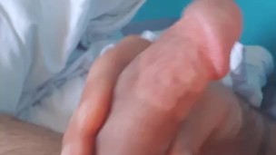 Curved jerk off in bed