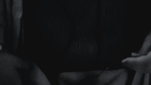 Chubby slut feathers her wet pussy