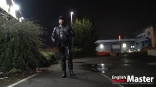 Leather Master uses bull whip outdoors PREVIEW