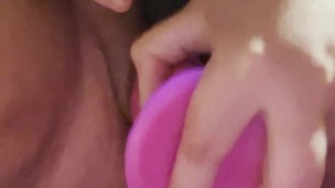 Squirting on the pink monster.