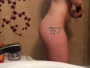 girl showering at her parents' house 14/16