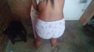I fuck her while she washes my clothes, and I leave her ass open