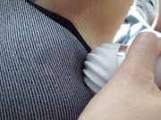Through my tits and pussy with a vibrator wet my panties and got a real orgasm close up