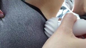 Through my tits and pussy with a vibrator wet my panties and got a real orgasm close up