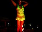 Busty Hotwife Sexy Dancing At The Fire