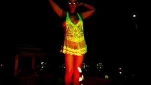 Busty Hotwife Sexy Dancing At The Fire