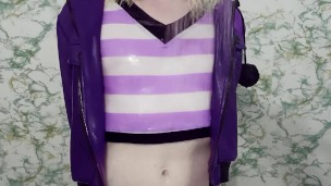 Femboy takes a shower in an Astolfo suit
