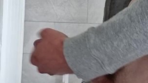 Masturbating my BIG curved cock with oil and NOT cumming