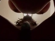 Ebony Milf with Huge Tits Sucking my Cock in the Bathroom 3/16