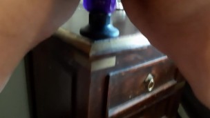 BBW rides the sucktion dildo 