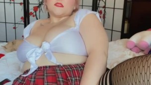 Shy school girl rubs her soaking wet pussy until she cums 