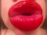 Red lip close up