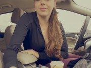pov Public Parking Lot joi. Flashing, Edging, Teasing, Swallowing!