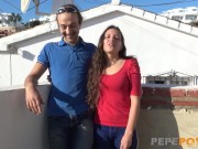 Old dude is proud of her petite hot girlfriend 2/16