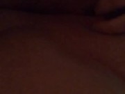 Squeezing my fat titties and fingering my pussy